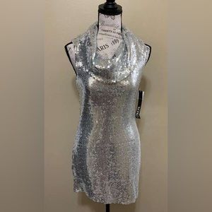 XOXO Silver Sequin Bodycon Small Dress